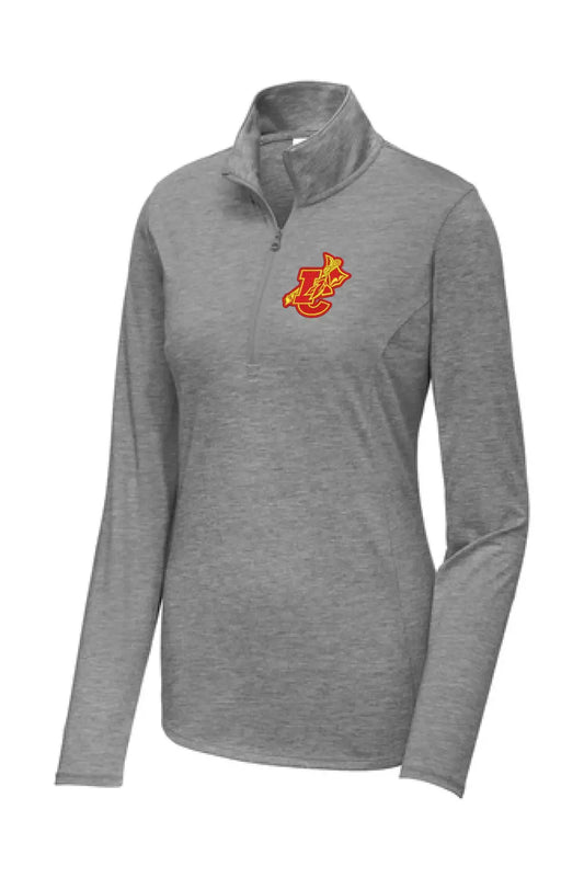 Indian Creek IC logo with Tomahawk Embroidery Sport-Tek LADIES PosiCharge Tri-Blend Wicking 1/4-Zip Pullover