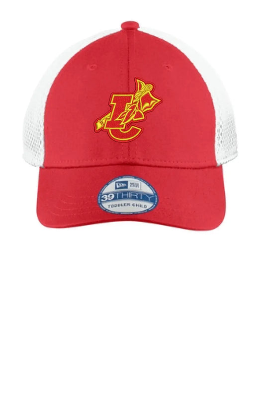 Indian Creek IC logo with Tomahawk Embroidery New Era- Youth Stretch Mesh Cap
