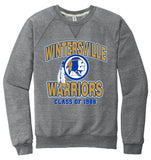 Wintersville Warriors Custom Graduation Year Jerzees Snow Heather French Terry Raglan Crew