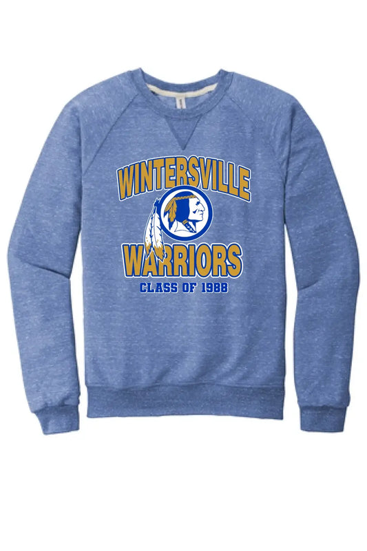 Wintersville Warriors Custom Graduation Year Jerzees Snow Heather French Terry Raglan Crew