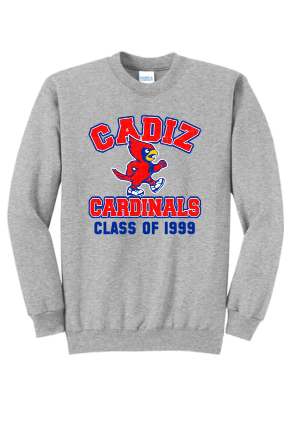 Cadiz Cardinals Walking Distressed Custom Graduation Year Core Fleece Crewneck Sweatshirt