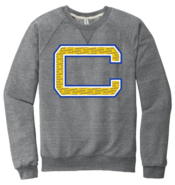 Steubenville Catholic Central C Filled Jerzees Snow Heather French Terry Raglan Crew
