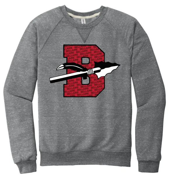 Bellaire B Filled Jerzees Snow Heather French Terry Raglan Crew