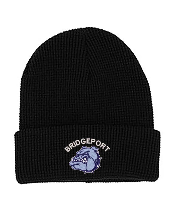 Bridgeport Embroidery on Dark Mega Cap 5001C Waffle Knit Cuff Beanie