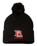 Beaver Local Custom Embroidery 12" Pom-Pom Cuffed Beanie