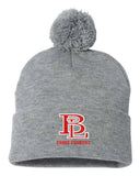 Beaver Local Custom Embroidery 12" Pom-Pom Cuffed Beanie