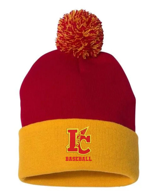 Indian Creek Custom Embroidery 12" Pom-Pom Cuffed Beanie