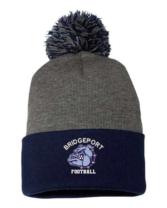Bridgeport Custom Embroidery 12" Pom-Pom Cuffed Beanie