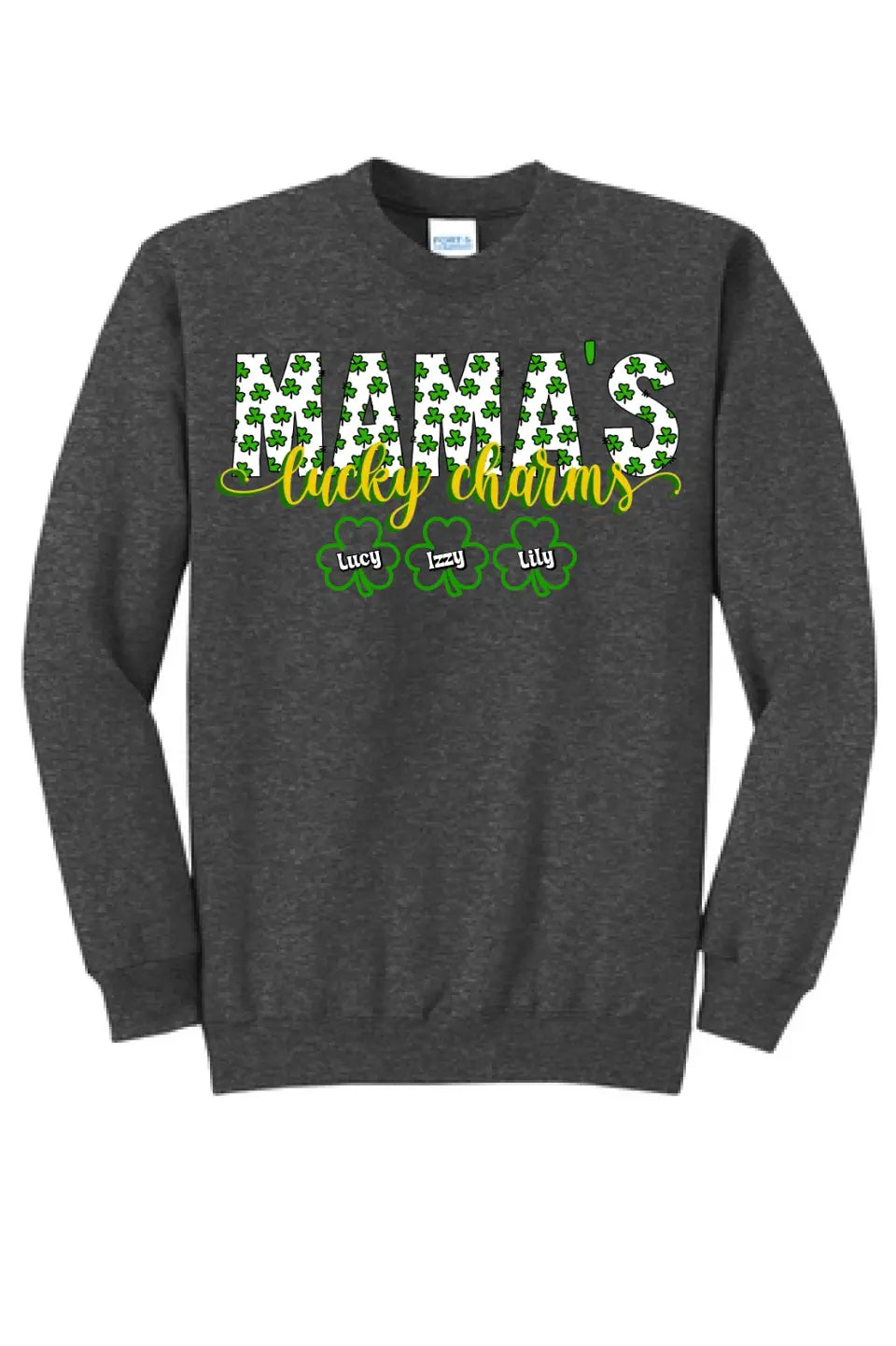 Mama's Lucky Charms CUSTOM TEXT Core Fleece Crewneck Sweatshirt