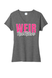 Weir Red Riders Hearts Ladies Tri-Blend V-Neck Tee