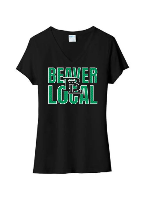 St. Patrick's Day School Logo- Beaver Local Ladies Tri-Blend V-Neck Tee