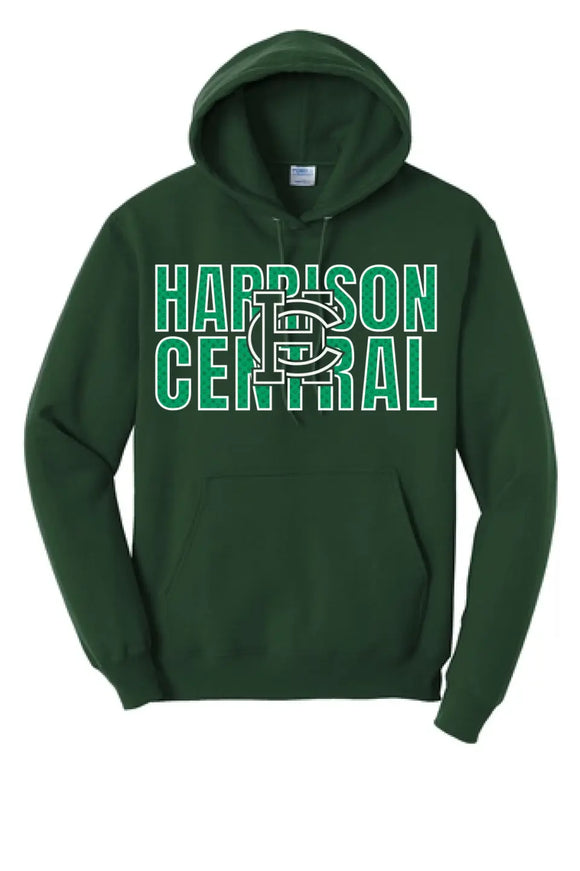 St. Patrick's Day School Logo- Harrison Central Core Fleece Pullover Hooded Sweatshirt