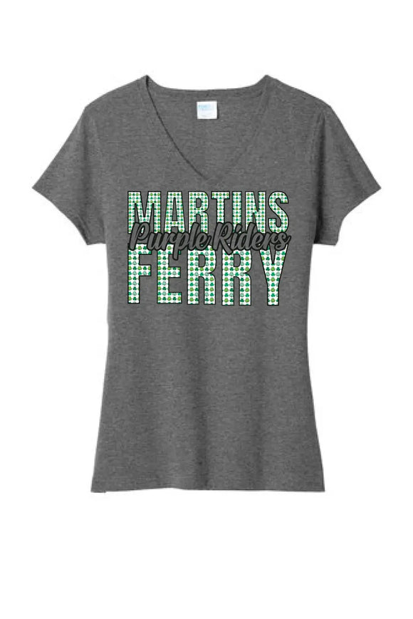 St. Patrick's Day- Martins Ferry Ladies Tri-Blend V-Neck Tee