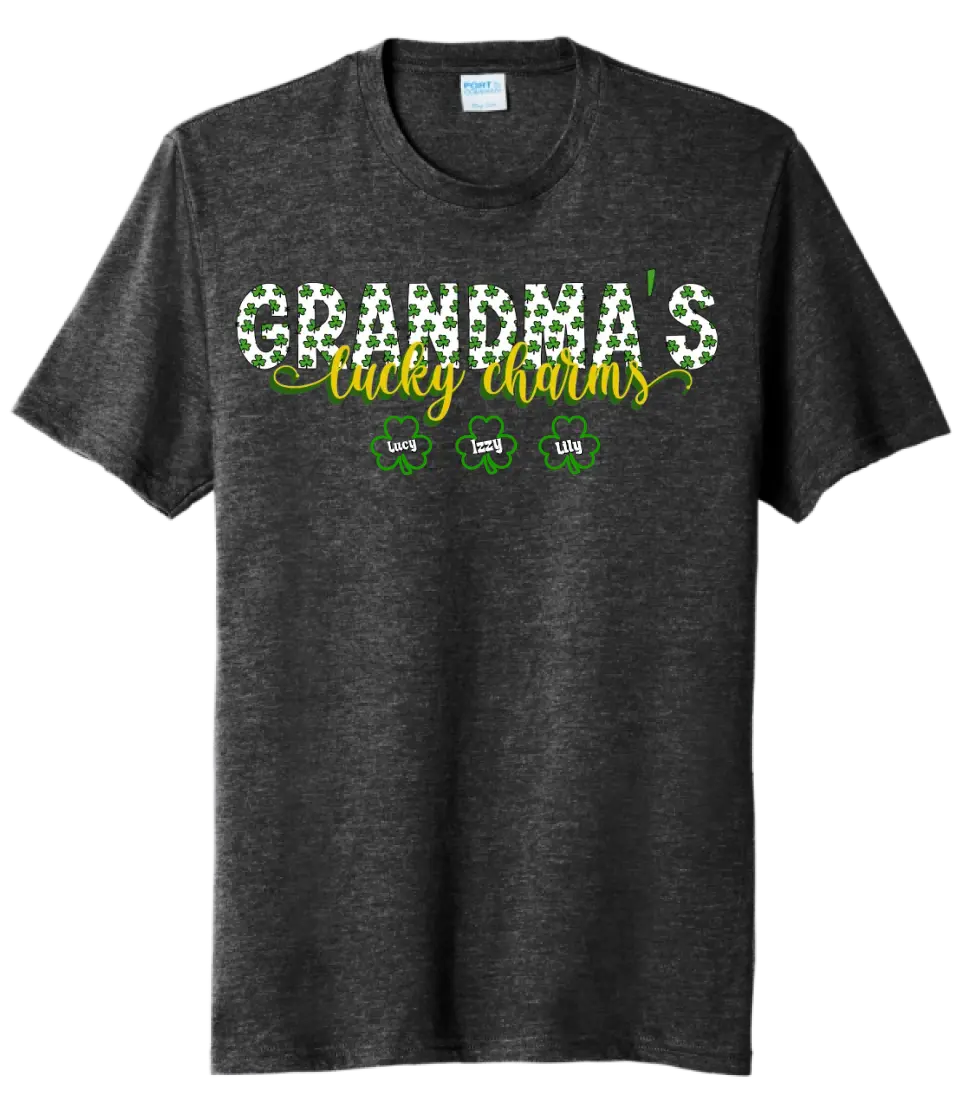 Grandma's Lucky Charms CUSTOM TEXT Tri-Blend Tee