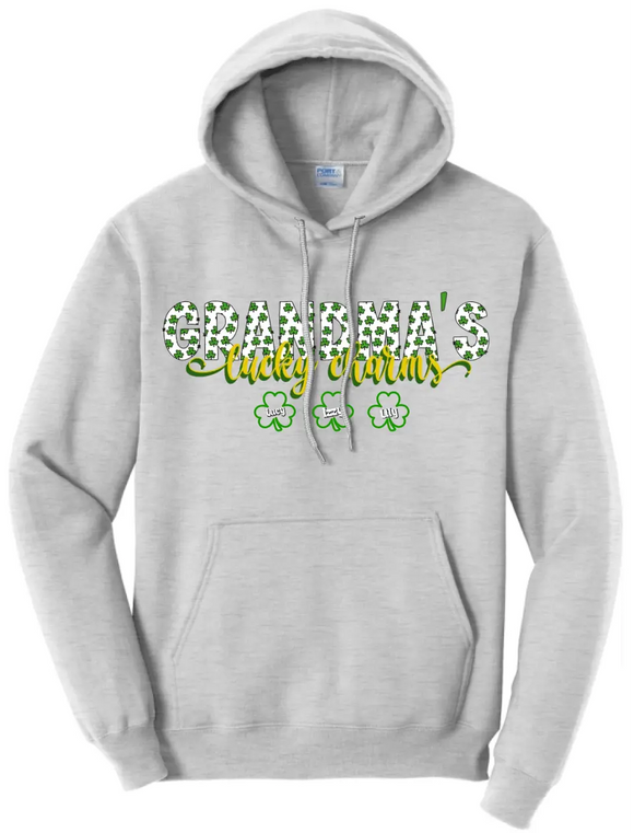 Grandma's Lucky Charms CUSTOM TEXT Core Fleece Pullover Hooded Sweatshirt