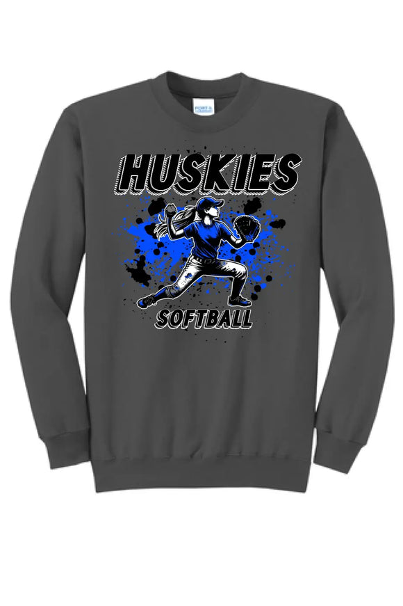 Softball Throw- Royal Blue CUSTOM TEXT Core Fleece Crewneck Sweatshirt