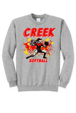 Softball Throw- Red and Gold CUSTOM TEXT Core Fleece Crewneck Sweatshirt