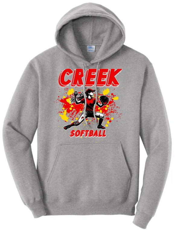 Softball Throw- Red and Gold CUSTOM TEXT Core Fleece Crewneck Sweatshirt