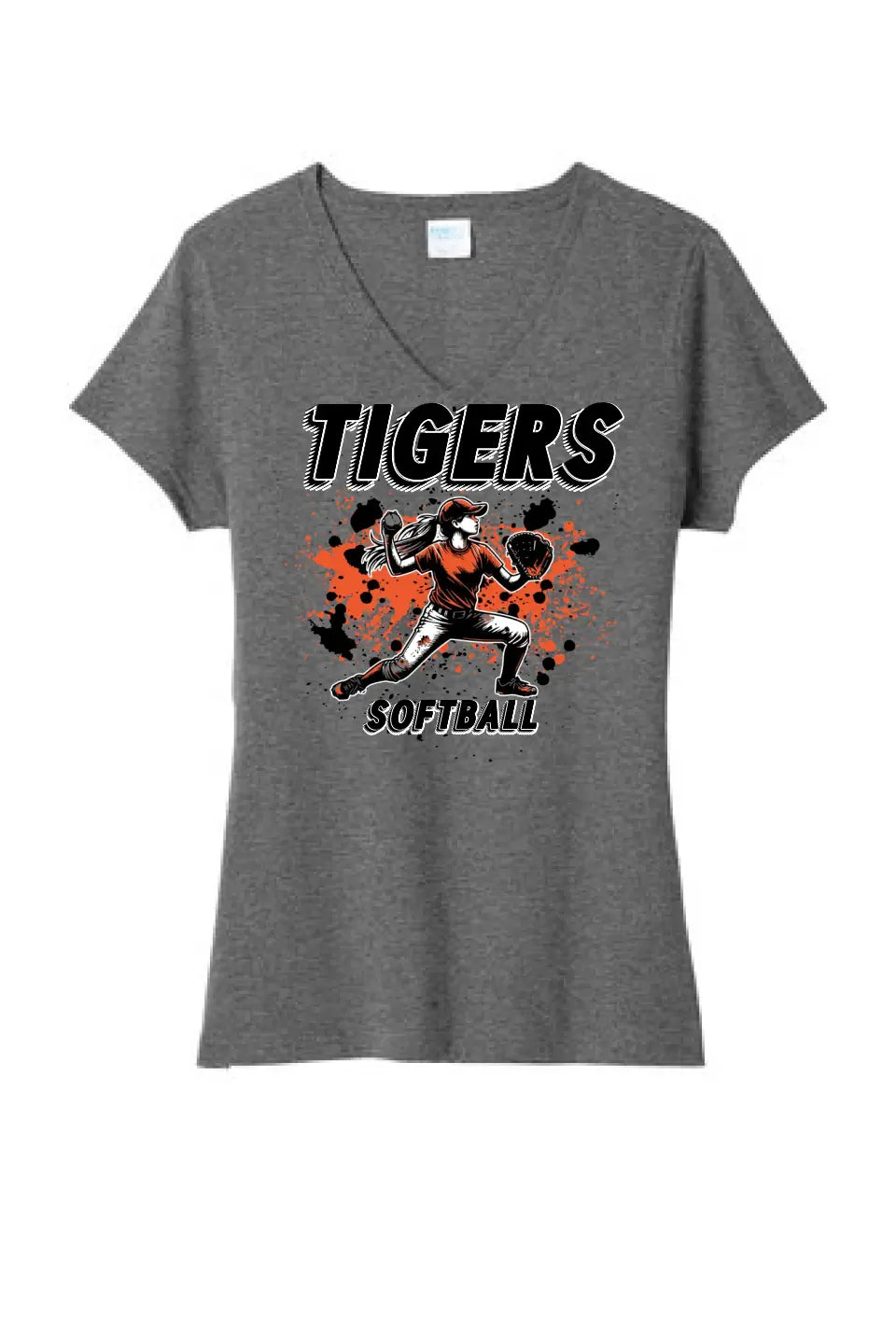 Softball Throw- Orange and Black CUSTOM TEXT Tri-Blend Tee