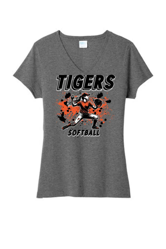 Softball Throw- Orange and Black CUSTOM TEXT Tri-Blend Tee