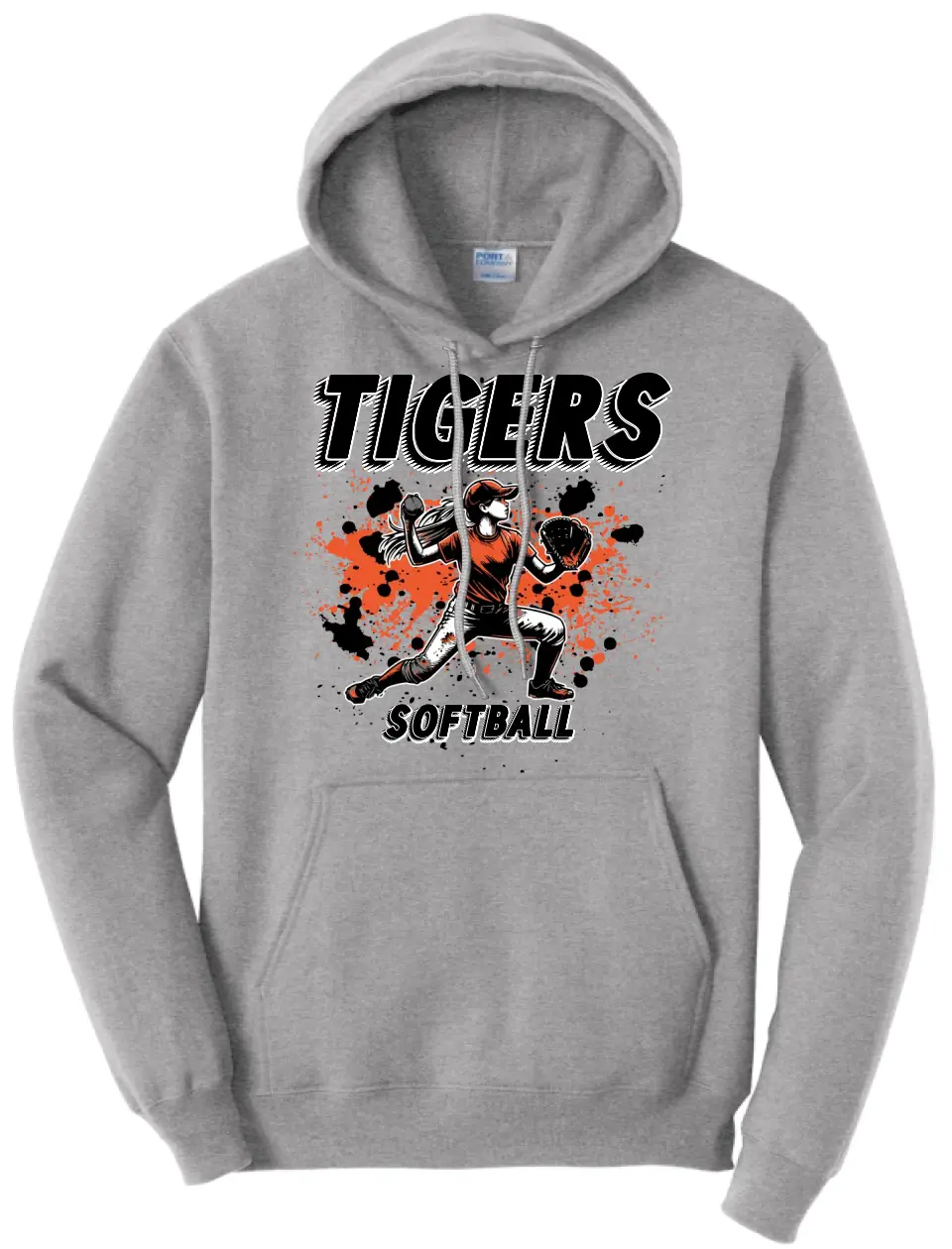 Softball Throw- Orange and Black CUSTOM TEXT Core Fleece Crewneck Sweatshirt