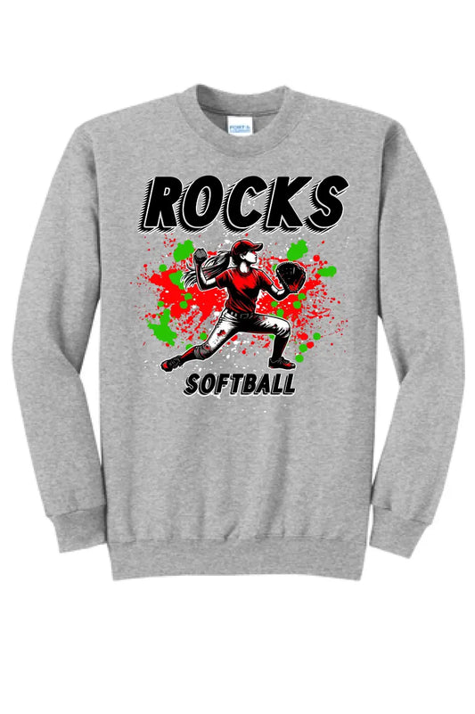 Softball Throw- Red and Green CUSTOM TEXT Core Fleece Crewneck Sweatshirt