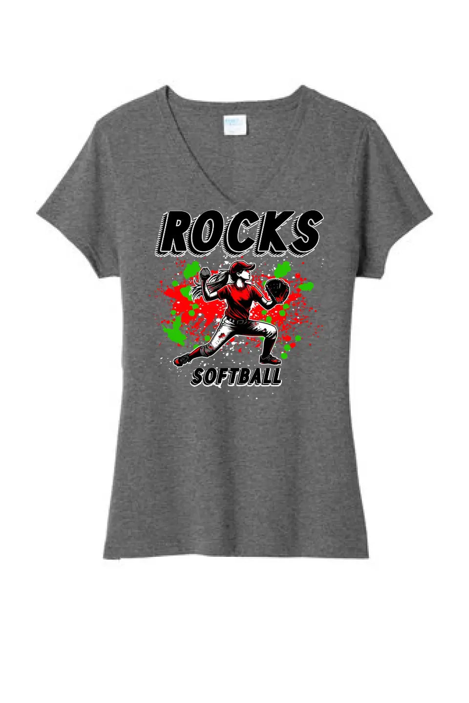 Softball Throw- Red and Green CUSTOM TEXT Tri-Blend Tee