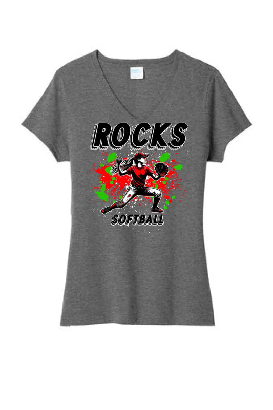 Softball Throw- Red and Green CUSTOM TEXT Tri-Blend Tee