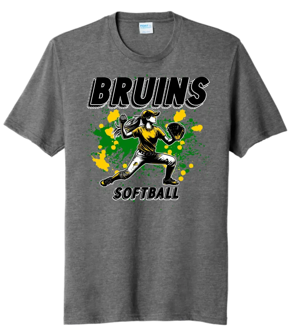 Softball Throw- Gold and Green CUSTOM TEXT Tri-Blend Tee