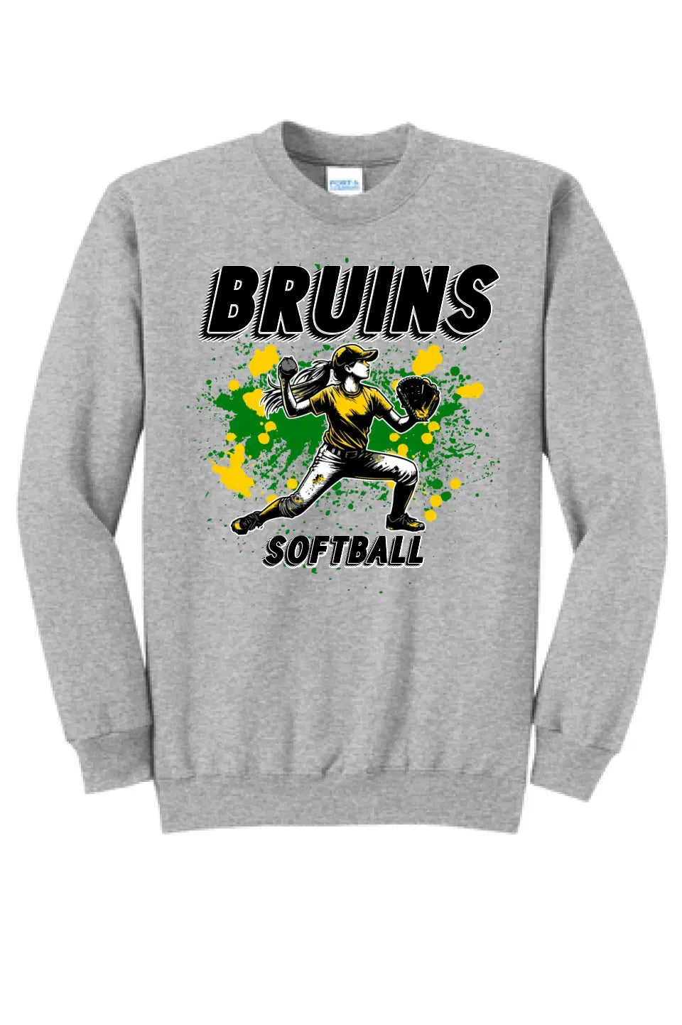 Softball Throw- Gold and Green CUSTOM TEXT Core Fleece Crewneck Sweatshirt