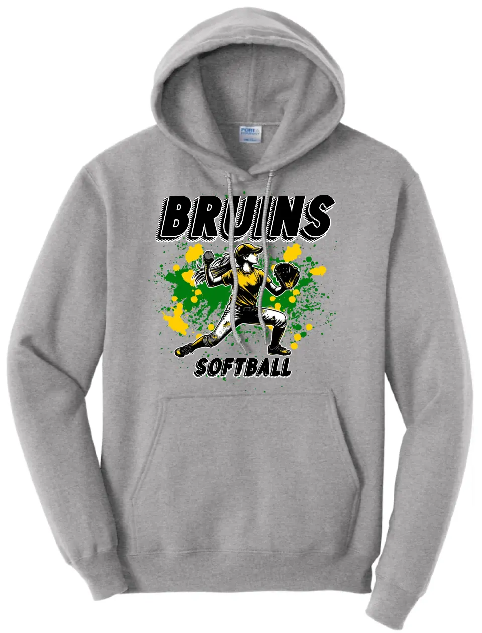 Softball Throw- Gold and Green CUSTOM TEXT Core Fleece Crewneck Sweatshirt