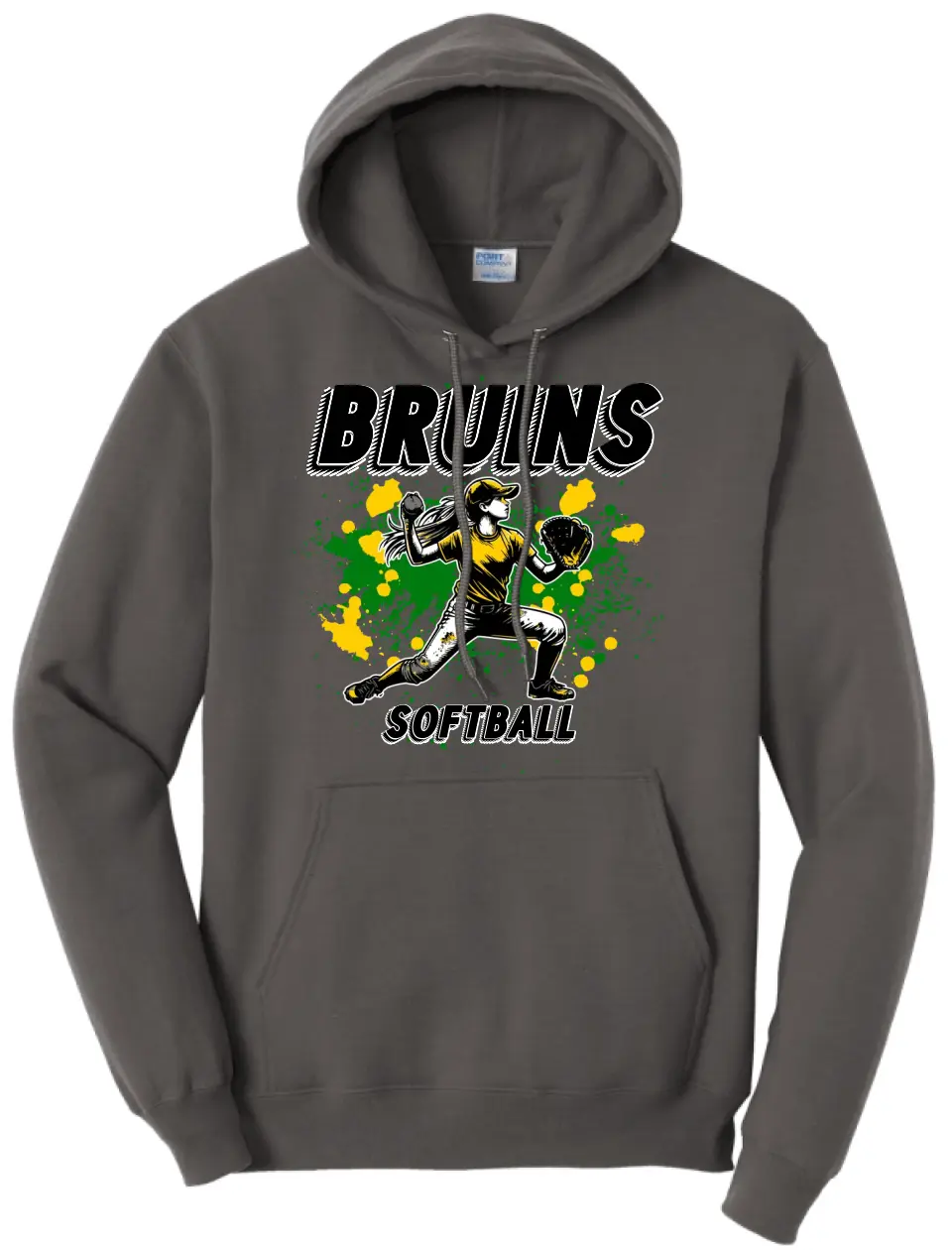 Softball Throw- Gold and Green CUSTOM TEXT Core Fleece Crewneck Sweatshirt