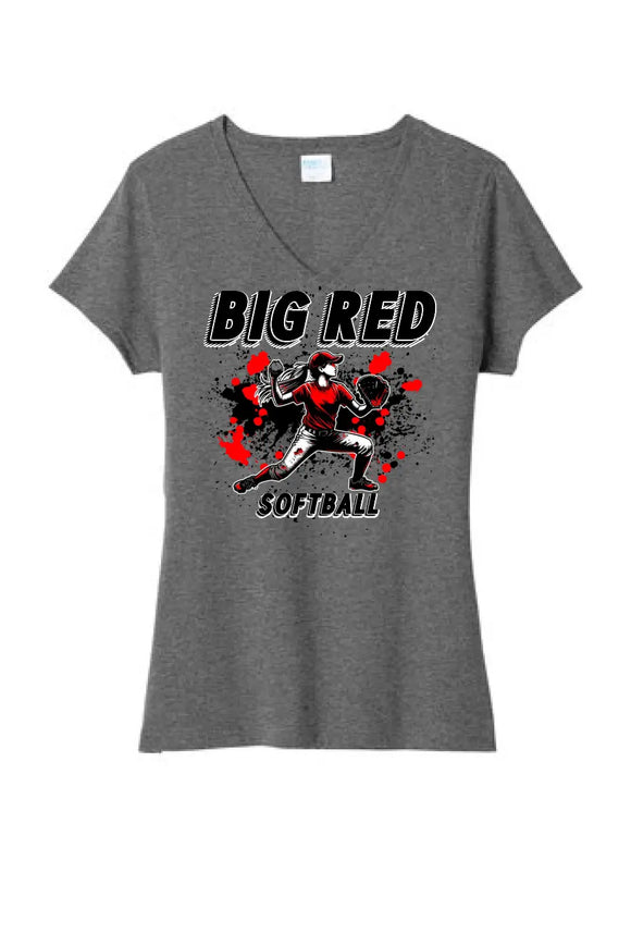 Softball Throw- Red and Black CUSTOM TEXT Tri-Blend Tee