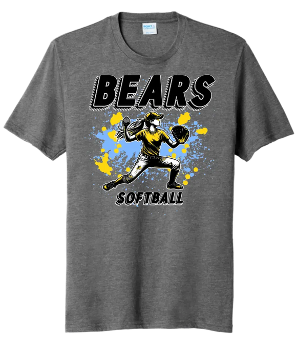 Softball Throw- Light Blue and Yellow CUSTOM TEXT Tri-Blend Tee