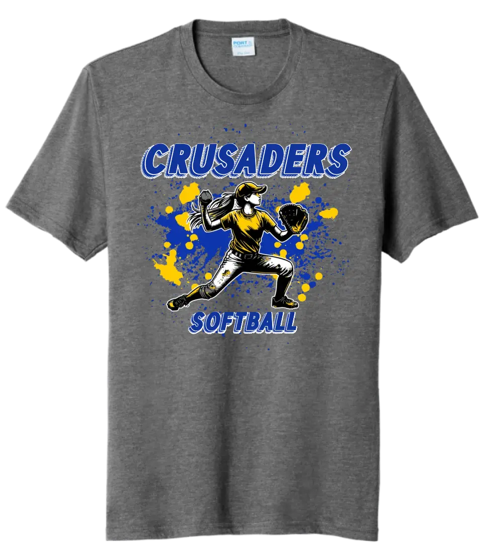 Softball Throw- Blue and Gold CUSTOM TEXT Tri-Blend Tee