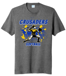 Softball Throw- Blue and Gold CUSTOM TEXT Tri-Blend Tee