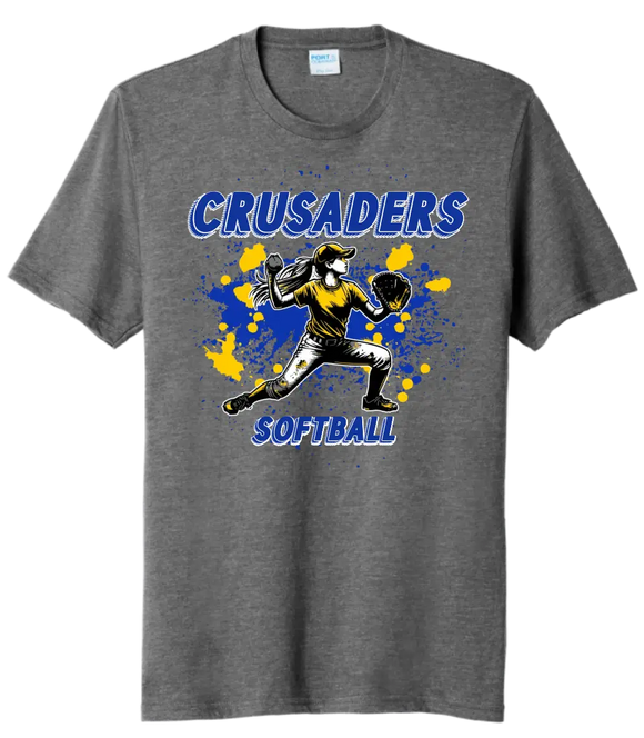 Softball Throw- Blue and Gold CUSTOM TEXT Tri-Blend Tee