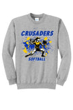 Softball Throw- Blue and Gold CUSTOM TEXT Core Fleece Crewneck Sweatshirt