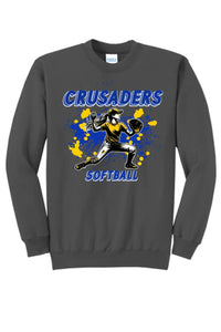 Softball Throw- Blue and Gold CUSTOM TEXT Core Fleece Crewneck Sweatshirt