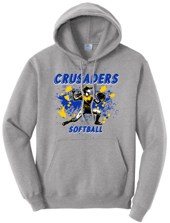 Softball Throw- Blue and Gold CUSTOM TEXT Core Fleece Crewneck Sweatshirt