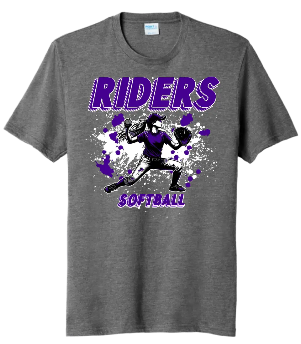 Softball Throw- Purple and White CUSTOM TEXT Tri-Blend Tee