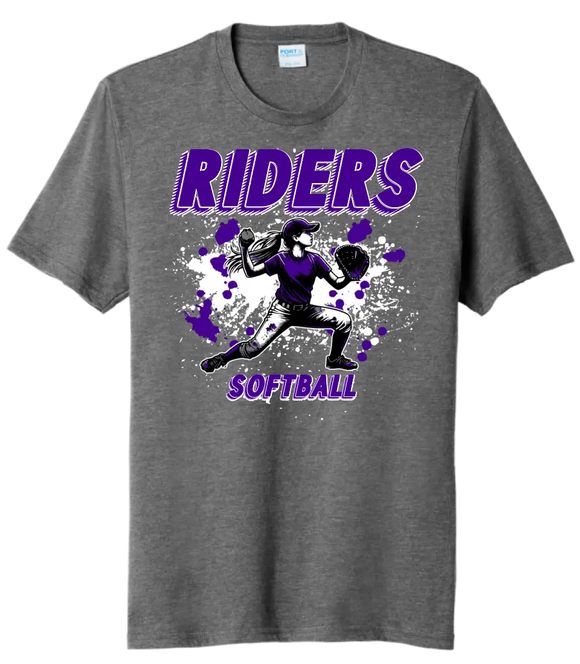 Softball Throw- Purple and White CUSTOM TEXT Tri-Blend Tee