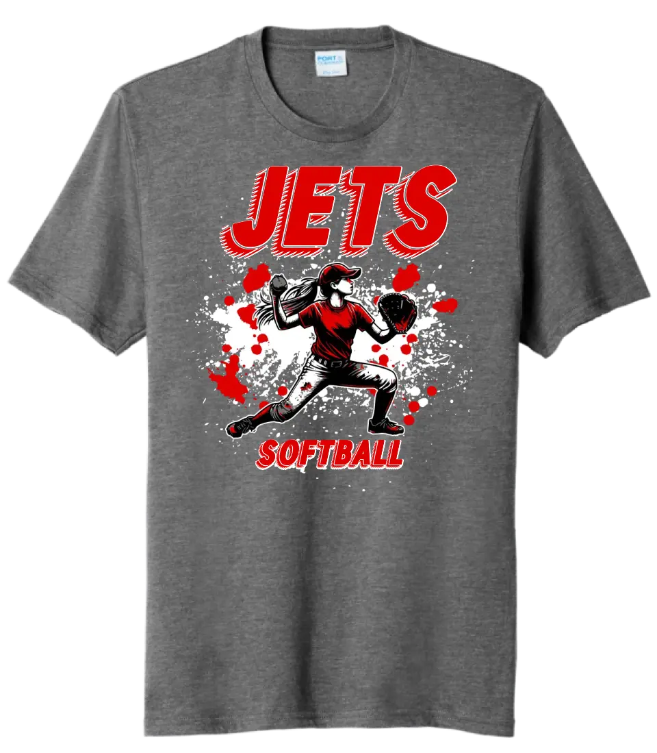 Softball Throw- Red and White CUSTOM TEXT Tri-Blend Tee