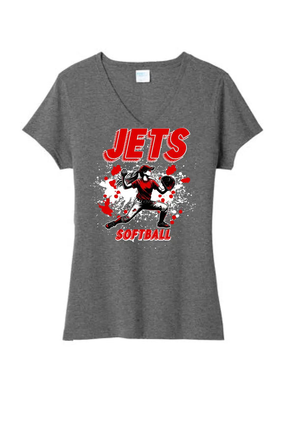 Softball Throw- Red and White CUSTOM TEXT Tri-Blend Tee