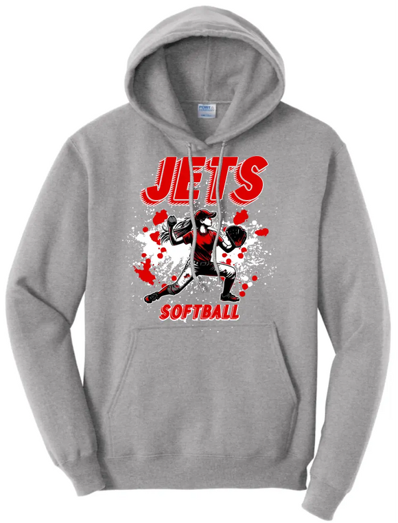 Softball Throw- Red and White CUSTOM TEXT Core Fleece Crewneck Sweatshirt