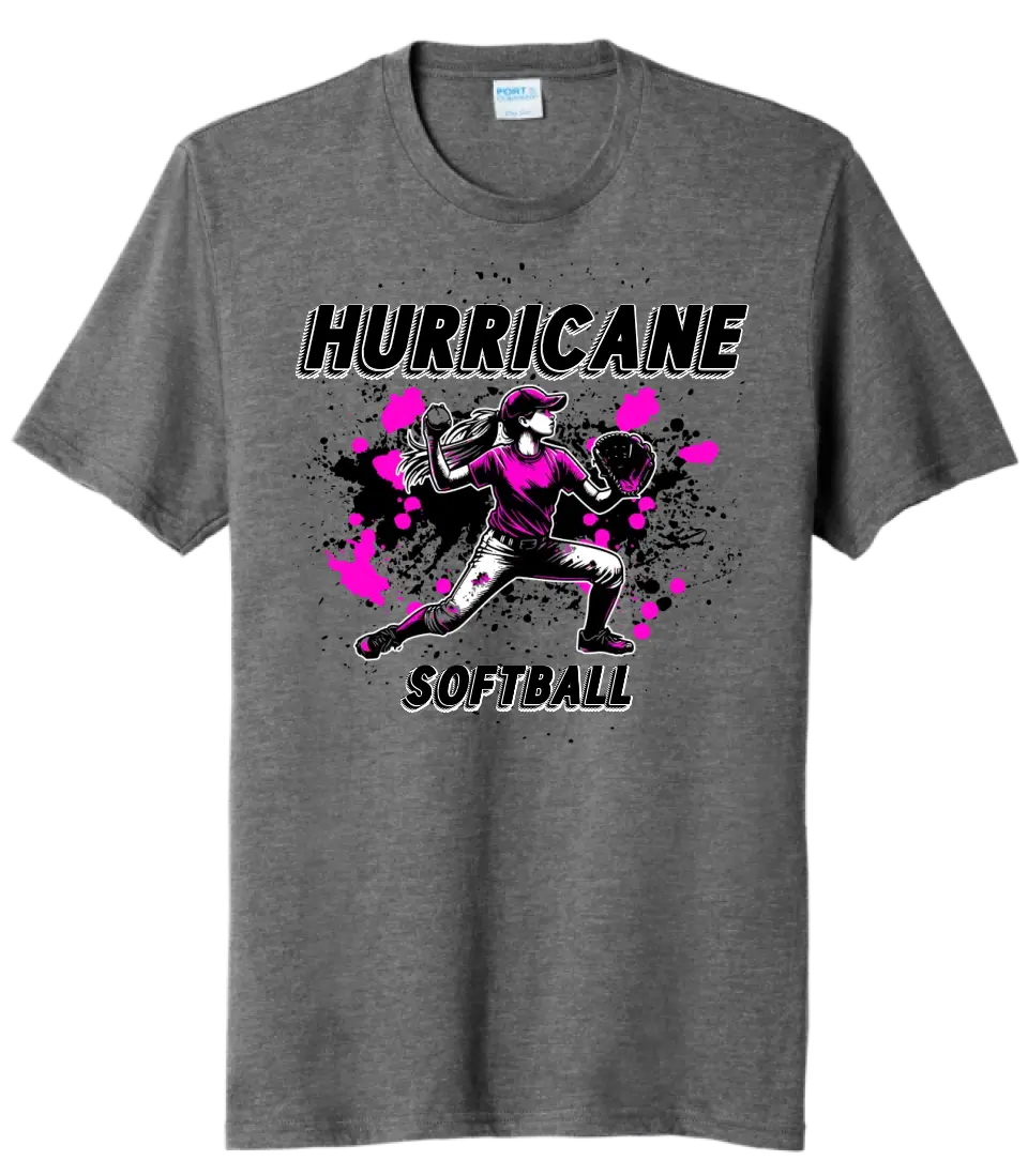 Softball Throw- Pink and Black CUSTOM TEXT Tri-Blend Tee