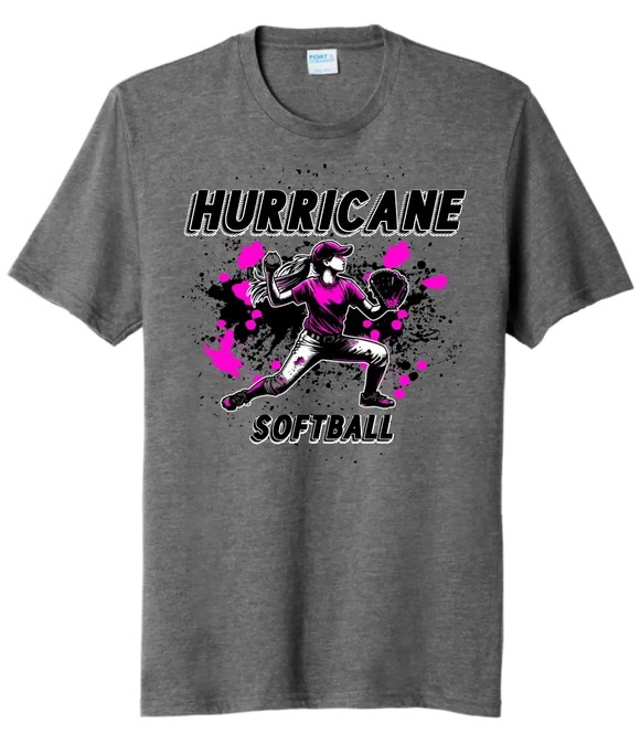 Softball Throw- Pink and Black CUSTOM TEXT Tri-Blend Tee