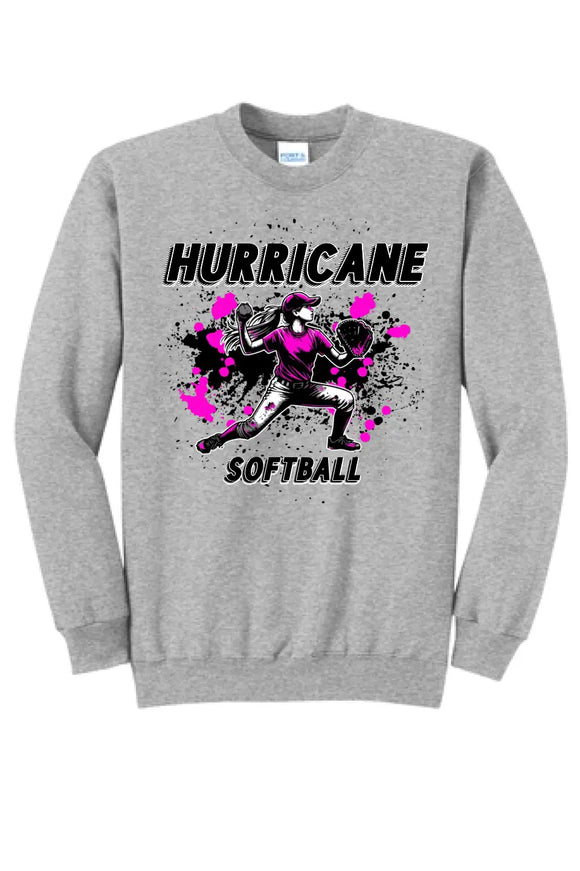 Softball Throw- Pink and Black CUSTOM TEXT Core Fleece Crewneck Sweatshirt