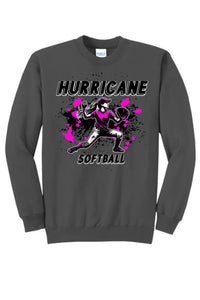 Softball Throw- Pink and Black CUSTOM TEXT Core Fleece Crewneck Sweatshirt