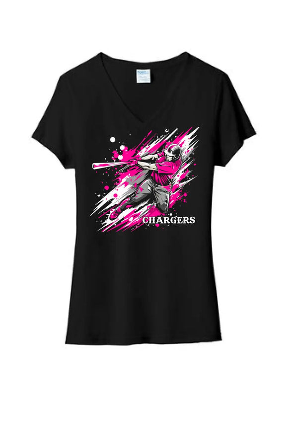 Baseball Slugger- Hot Pink CUSTOM TEXT Tri-Blend Tee